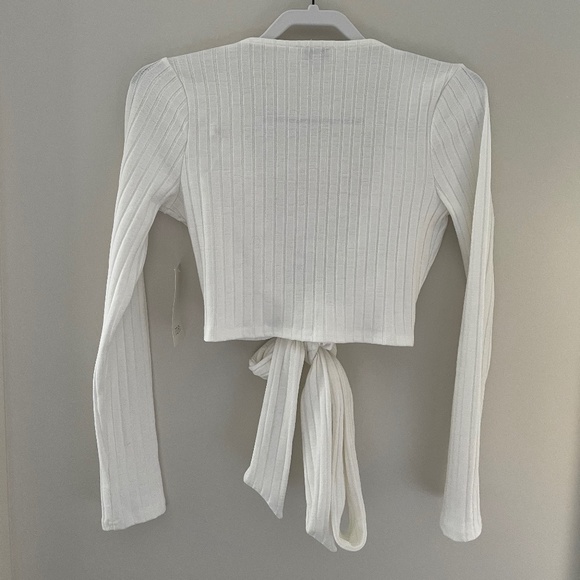 Off White Ribbed Crop Top - Picture 5 of 5